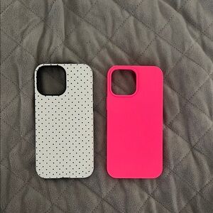 Pink and White Polka Dot Duo Phone Case Set - Compatible Cell Phone Accessory